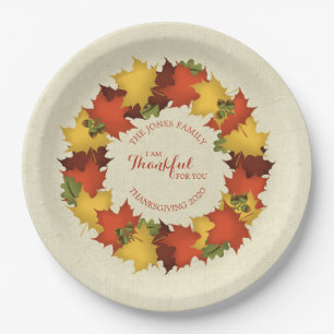 Herfstbladeren Thanksgiving krans Papieren Bordje