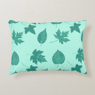 Herfstbladeren - turquoise en aqua decoratief kussen