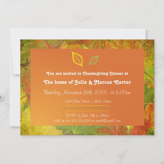 Herfstbladeren - Uitnodiging voor Thanksgiving Din (Voorkant)