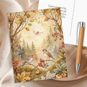 Herfstbladeren van zangvogels  briefkaart