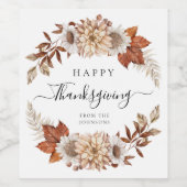 Herfstbladeren vrolijke Thanksgiving Wijn Etiket (Enkel label)