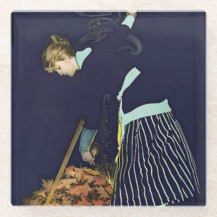 Herfstbladeren Vuur door C Coles Phillips Glazen Onderzetter