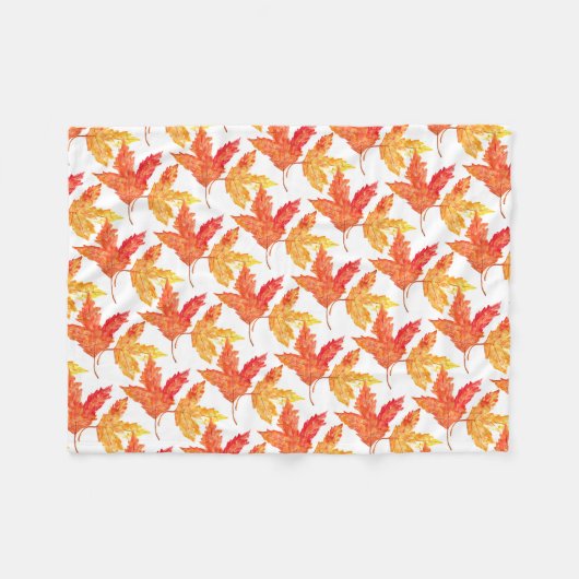 Herfstbladeren waterverf Herfst Rustieke Boom Fleece Deken (Voorkant (Horizontaal))