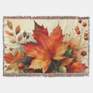 Herfstbladeren waterverf herfstkleuren deken
