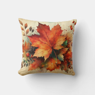 Herfstbladeren waterverf herfstkleuren kussen