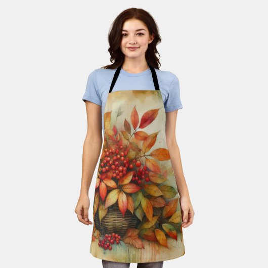 Herfstbladeren  waterverf herfstkleuren schort (Gedragen)