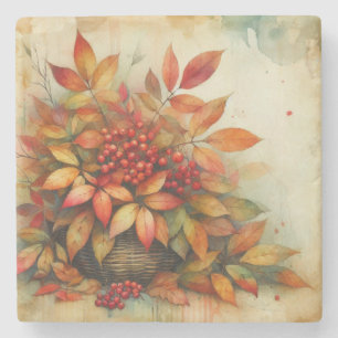 Herfstbladeren  waterverf herfstkleuren stenen onderzetter