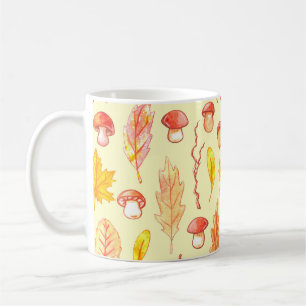 Herfstbladeren: Waterverf retro behang Koffiemok