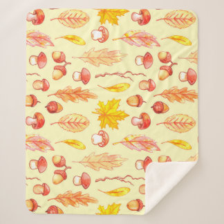 Herfstbladeren: Waterverf retro behang Sherpa Deken