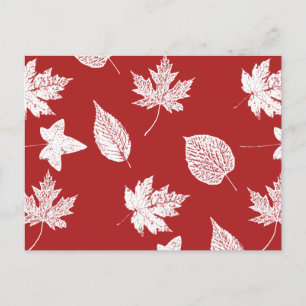 Herfstbladeren - wit en donkerrood briefkaart