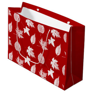 Herfstbladeren - wit en donkerrood large cadeautasje