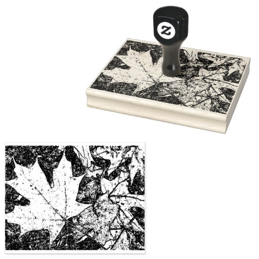 Herfstbladstempel 4x6 	rubberstempel (Gestempeld)