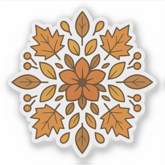 Herfstbloem mandala sticker (Voorkant)
