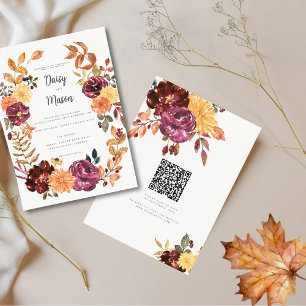 Herfstbloem met BoId waterverf bloei met RSVP Kaart