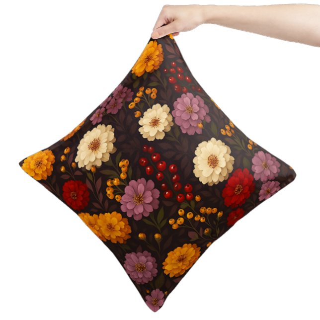 Herfstbloemen - Boerderij Boho Kussen (A cozy touch of fall with rich floral patterns, perfect for adding seasonal charm to your home.)