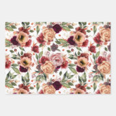 Herfstbloemen Bourgondiërood Oranje Botanisch Bloe Inpakpapier Vel (Voorkant 2)