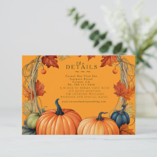 Herfstbloemen en Pompoenen Details Bijlagekaart RSVP Kaartje