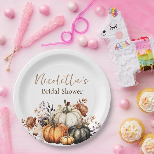 Herfstbloemen en pompoenen waterverf herfst papieren bordje (Feest)