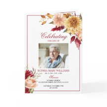 Herfstbloemen Foto Herdenkings- Funeral Programma'