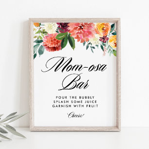 Herfstbloemen Herfst Baby shower Mimosa Mom-osa Ba Poster