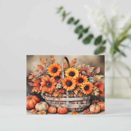 Herfstbloemen, herfstkleuren, briefkaart (Staand voorkant)