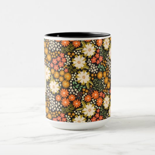 Herfstbloemen herfstkleuren Monogram Mok (Midden)
