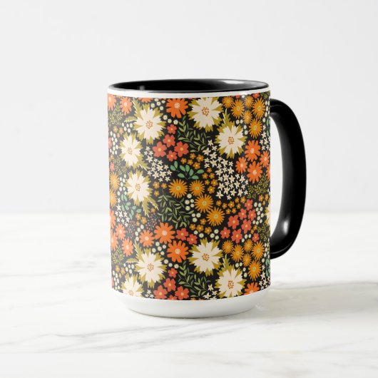 Herfstbloemen herfstkleuren Monogram Mok (Voorkant rechts)