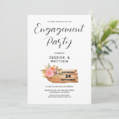 Herfstbloemen & Houtteken Verloving Kaart (Staand voorkant)