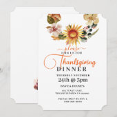 Herfstbloemen krans Thanksgiving Diner Kaart (Voorkant / Achterkant)