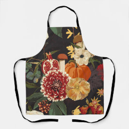 Herfstbloemen, kruiden en paddenstoelen. schort