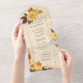 Herfstbloemen op papier all in one uitnodiging (Afscheurbaar)