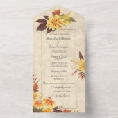 Herfstbloemen op papier all in one uitnodiging (Binnen)