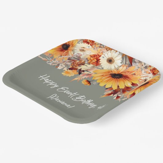 Herfstbloemen op Sage-feest Papieren Bordje (Gebogen)