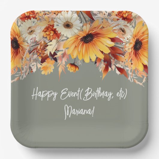 Herfstbloemen op Sage-feest Papieren Bordje (Voorkant)