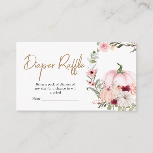 Herfstbloemen Pompoen Baby shower Luier Raffle Informatiekaartje (Voorkant)