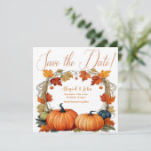Herfstbloemen / pompoenen Sla de datumbekendmaking Save The Date (Staand voorkant)