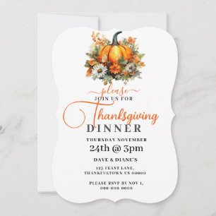 Herfstbloemen & pompoenen Thanksgiving Diner Kaart