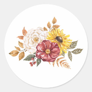 herfstbloemen ronde sticker