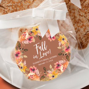 Herfstbloemen Terracotta Bruiloftsfeest Ronde Sticker