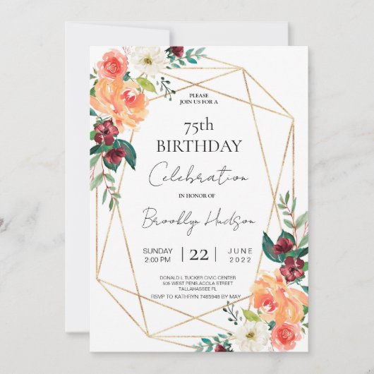 Herfstbloesems en Gouden Lijsten Exclusief Verjaar Kaart (Voorkant)