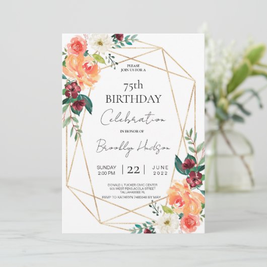 Herfstbloesems en Gouden Lijsten Exclusief Verjaar Kaart (Staand voorkant)