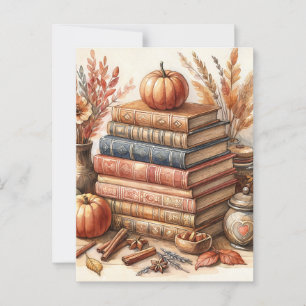 Herfstboeken en pompoenen briefkaart