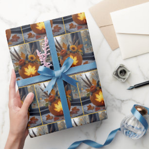 Herfstboeket in een Oranje pompoen Cadeaupapier