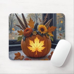 Herfstboeket in een Oranje pompoen Muismat