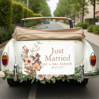 Herfstboeket Net Getrouwd Autobanner Spandoek