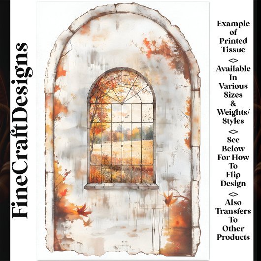 Herfstbomen & bladeren door raam AM9 Decoupage Tissuepapier