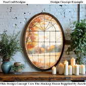 Herfstbomen & bladeren door raam AM9 Decoupage Tissuepapier