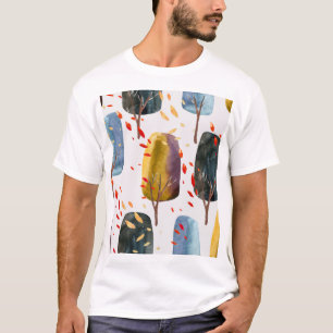 Herfstbomen: Handgeschilderde Waterverf naadloos T-shirt