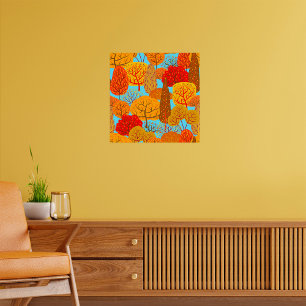 Herfstbomen Patroon Herfst gebladerte Poster