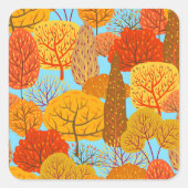 Herfstbomen Patroon Herfst gebladerte Vierkante Sticker (Voorkant)